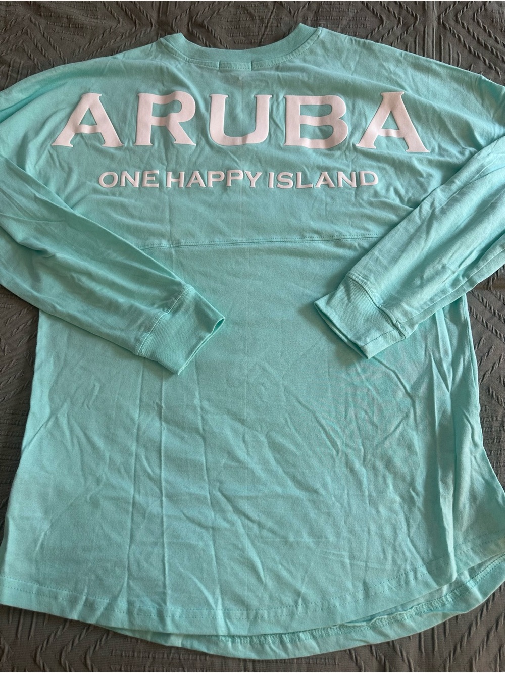 Aruba 'One Happy Island' Long-Sleeve Tee - Aqua Size M